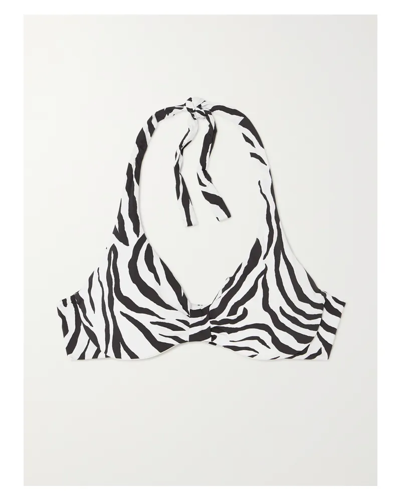 Max Mara Beachwear Allegra Bikini-oberteil Aus Stretch-material Mit Zebramuster - Braun Braun