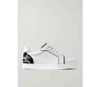 Fun Vieira Patent-leather Trimmed Leather Sneakers - White