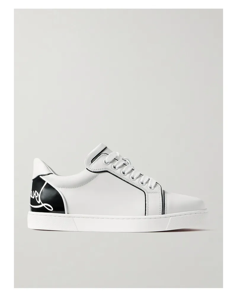 Christian Louboutin Fun Vieira Patent-leather Trimmed Leather Sneakers - White White