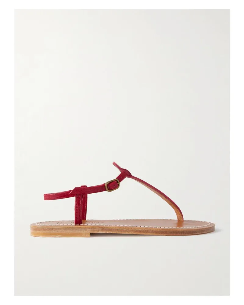 K.Jacques  Picon Sandalen Aus Leder Mit Eidechseneffekt - Rot Rot