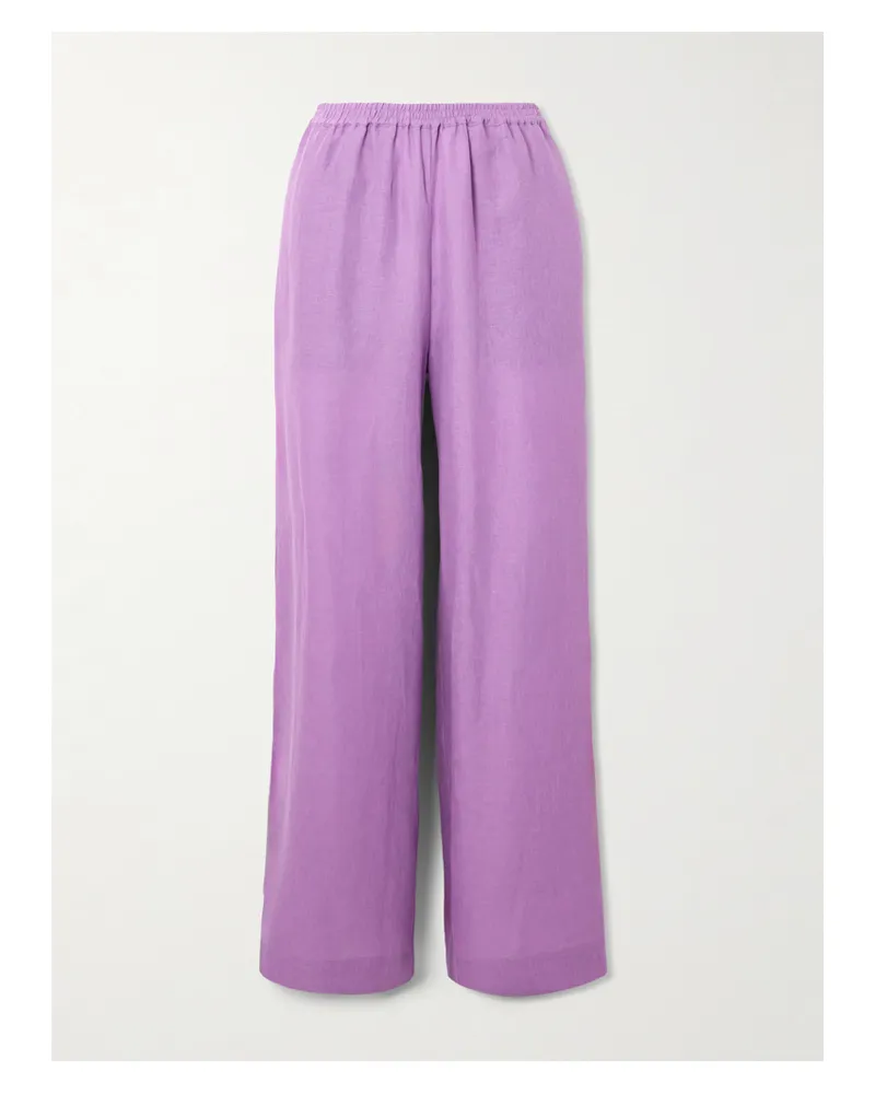 Eres L'intemporel Select Linen Wide-leg Pants - Purple Purple