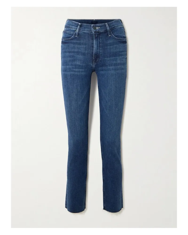 Mother The Dazzler Ankle Halbhohe Jeans Mit Schmalem Bein Und Fransen - Blau Blau