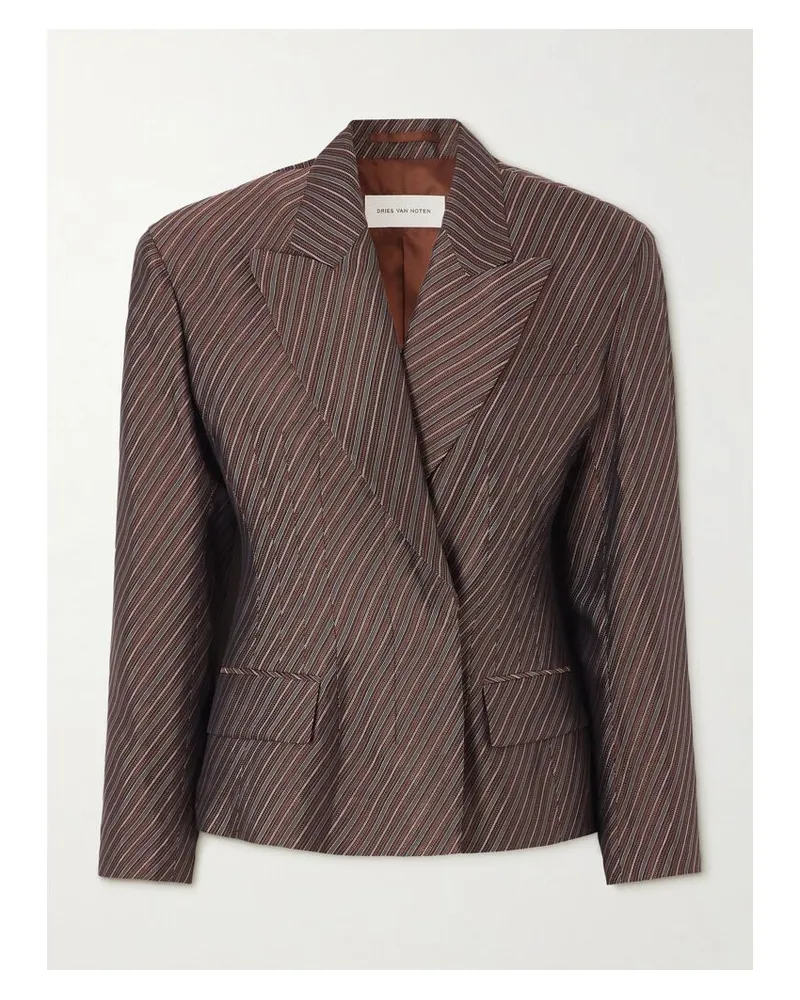 Dries van Noten Blazer Aus Gestreiftem Jacquard - Burgunder Burgunder