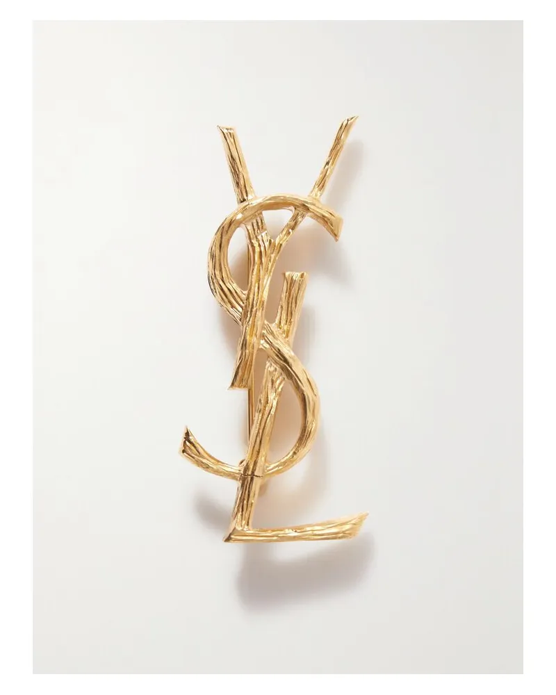 Saint Laurent Goldfarbene Brosche Gold