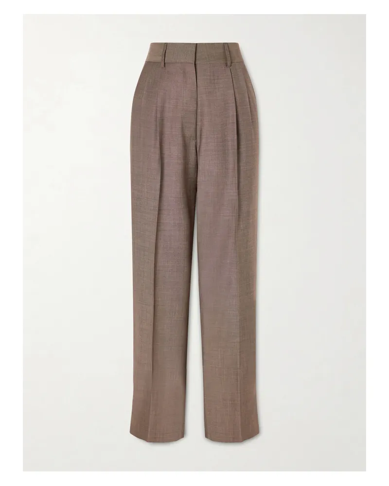 Blazé Milano Aile Fox Hose Mit Geradem Bein Aus Einer Woll-mohairmischung Mit Bundfalten - Braun Braun