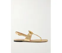 Vlogo Embellished Metallic Leather Sandals - Gold