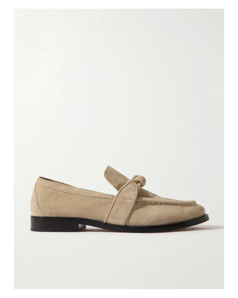 Bottega Veneta Astaire Embellished Suede Loafers - Neutrals Neutrals