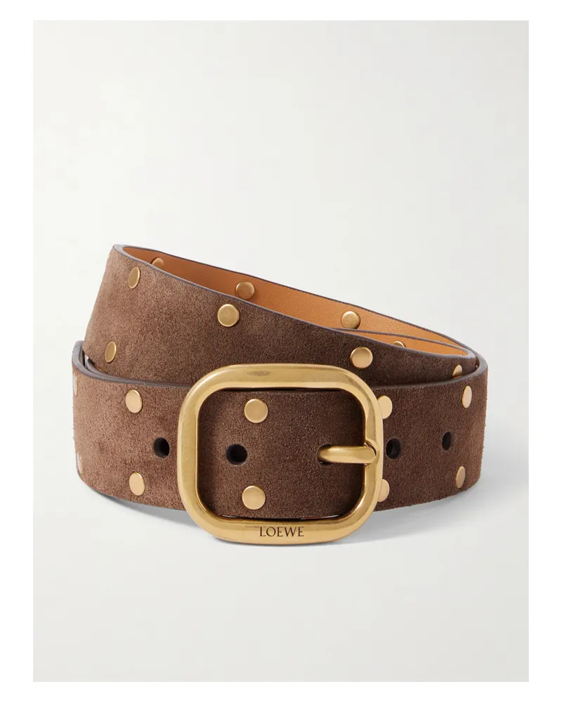 Loewe Studded Suede Belt - Brown Brown