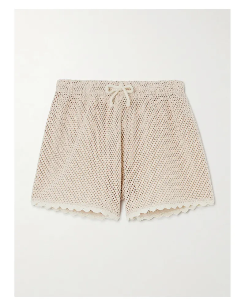 Sea Sally Crocheted Cotton Shorts - Brown Brown