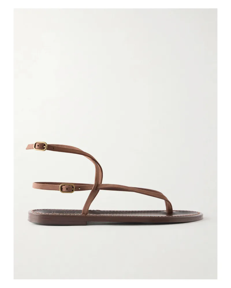 K.Jacques  Abako Nubuck And Leather Thong Sandals - Brown Brown