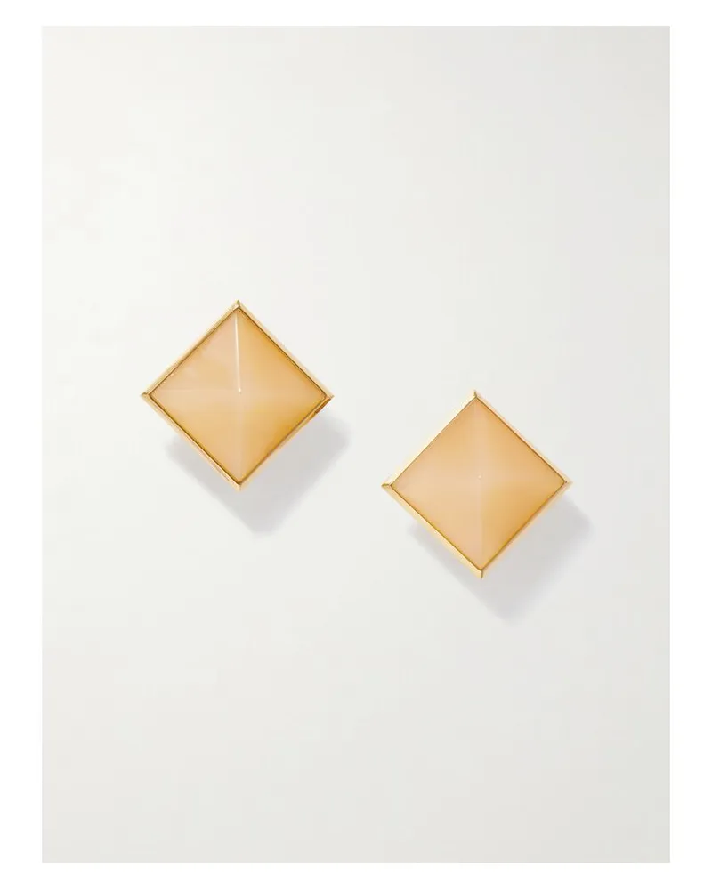 Saint Laurent Goldfarbene Ohrclips Mit Harz Gold