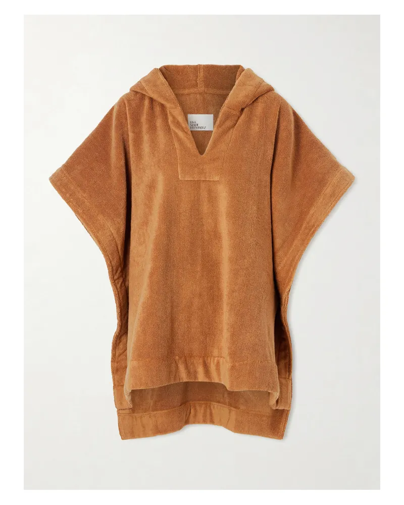 Lisa Marie Fernandez Hooded Cotton-terry Poncho - Brown Brown