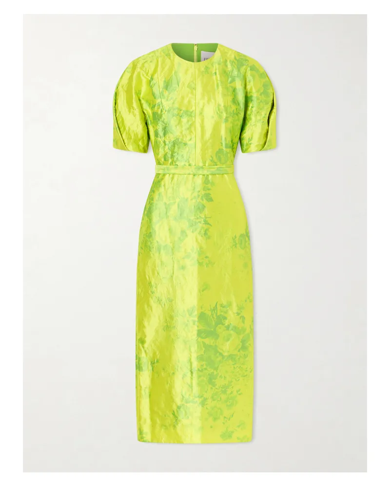 Erdem Printed Crinkled-satin Midi Dress - Green Green