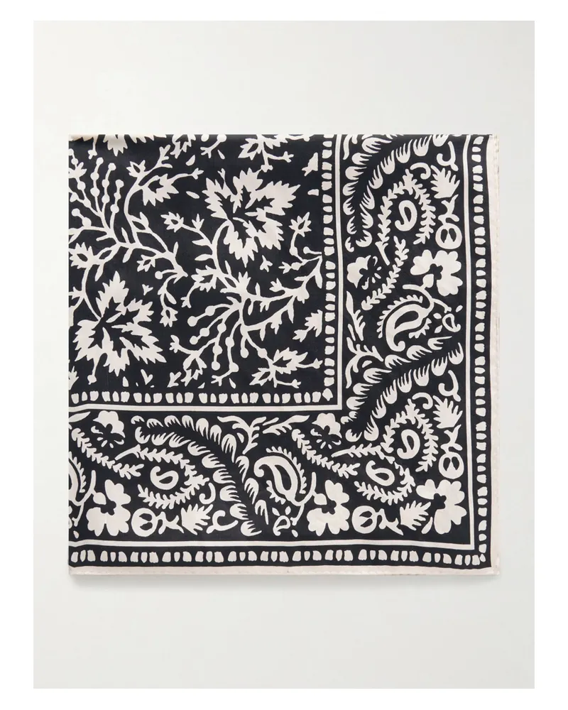 Totême Hankie Printed Silk-voile Scarf - Black Black