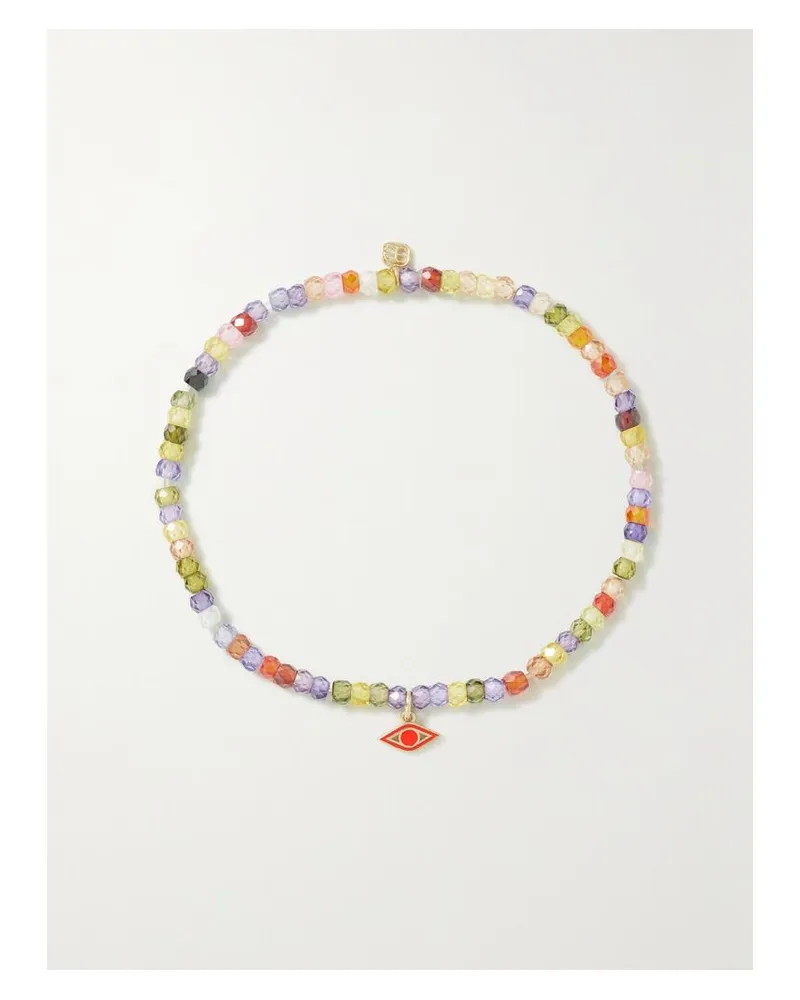 Sydney Evan Mini Evil Eye Armband Mit Zirkonia, Details Aus 14 Karat Gold Und Emaille Gold