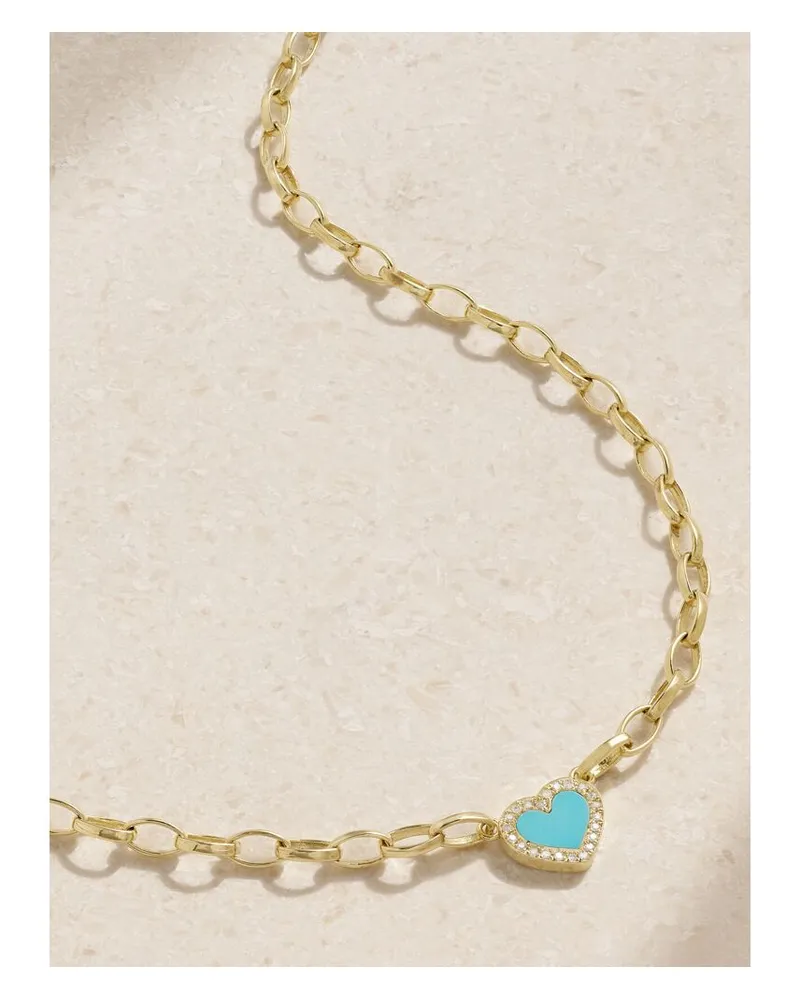 Jennifer Meyer Small Edith Kette Aus 18 Karat Gold Mit Türkis Und Diamanten Gold