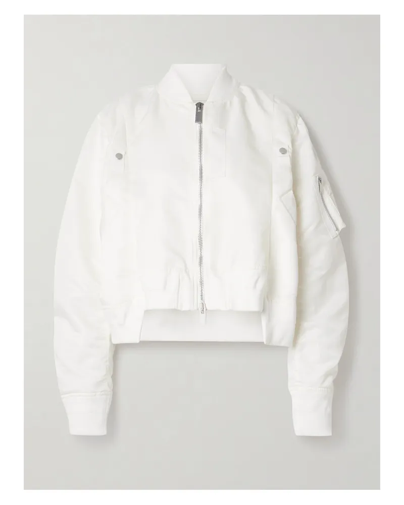 Sacai Bomberjacke Aus Shell Mit Ripsbandbesätzen - Weiß Weiß