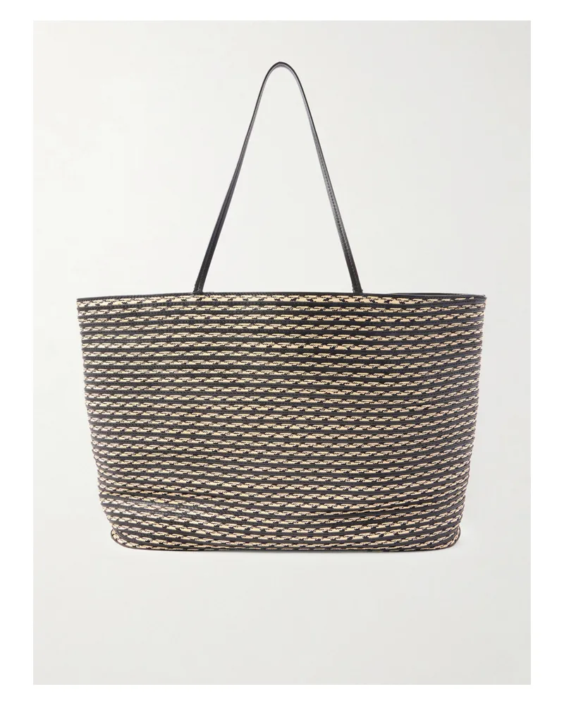 The Row Beau Large Leather And Raffia Tote - Black Black