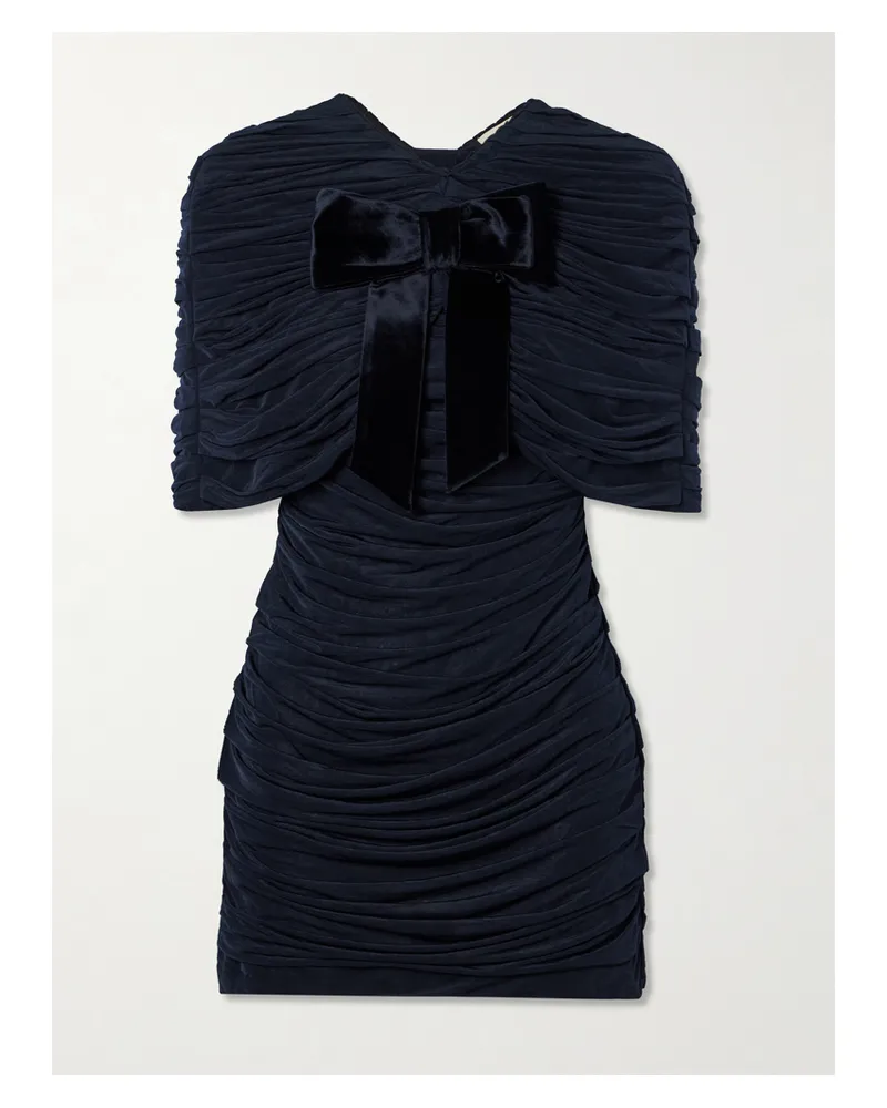 SHUSHU/TONG Minikleid Aus Gerafftem Jersey Mit Schleife Aus Samt - Blau Blau