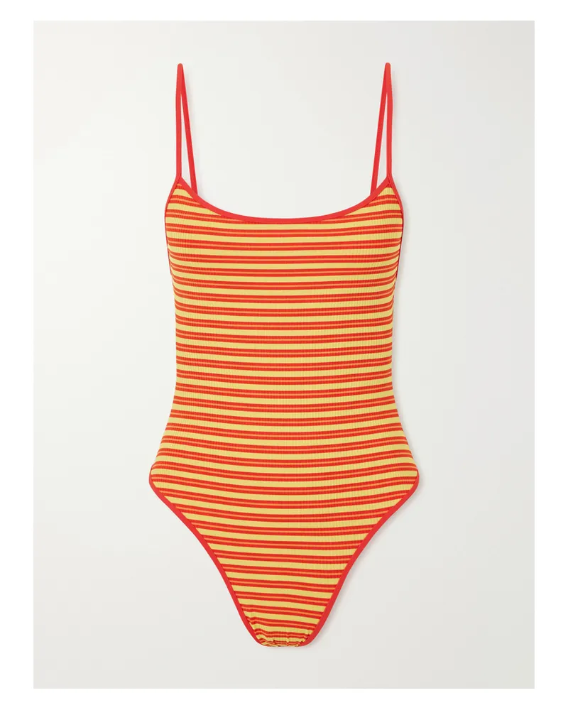 LIDO Striped Ribbed Swimsuit - Orange Orange