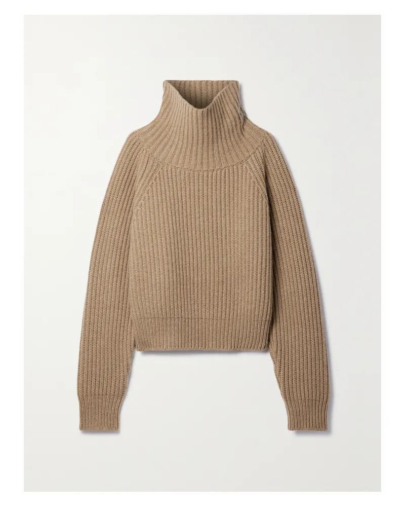 KHAITE Lanzino Pullover Aus Geripptem Kaschmir Mit Stehkragen - Braun Braun