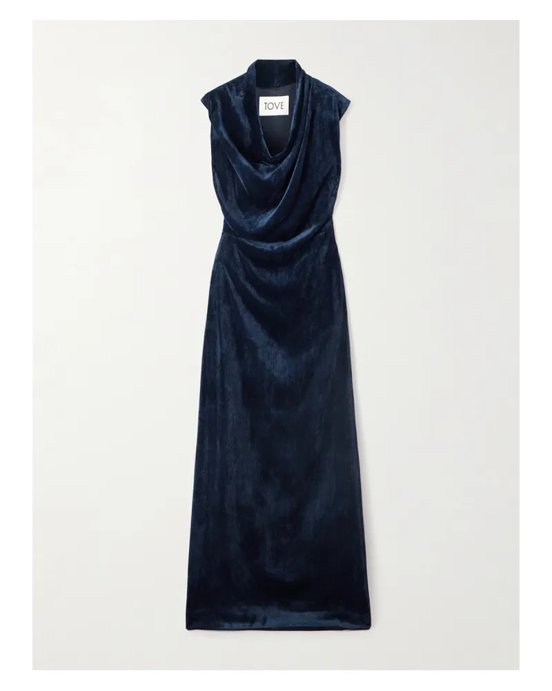 TOVE Naeve Geripptes Maxikleid Aus Chenille - Blau Blau