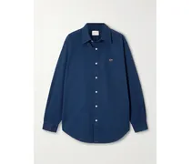 Hemd Aus Baumwoll-twill Mit Stickerei - Blau