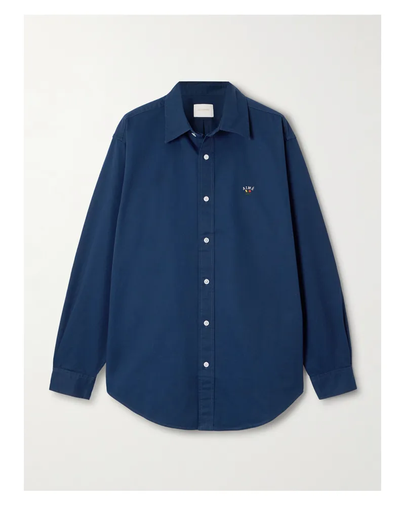 Aimé Leon Dore Hemd Aus Baumwoll-twill Mit Stickerei - Blau Blau