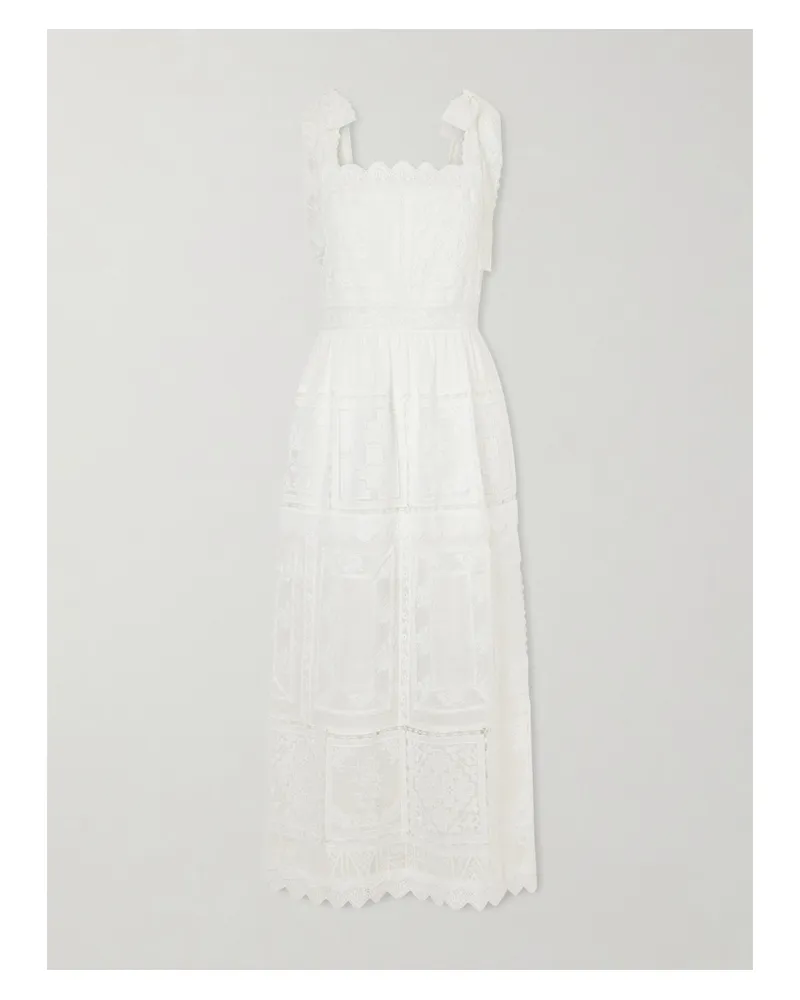 Zimmermann Aster Scalloped Lace-trimmed Maxi Dress - Neutrals Neutrals
