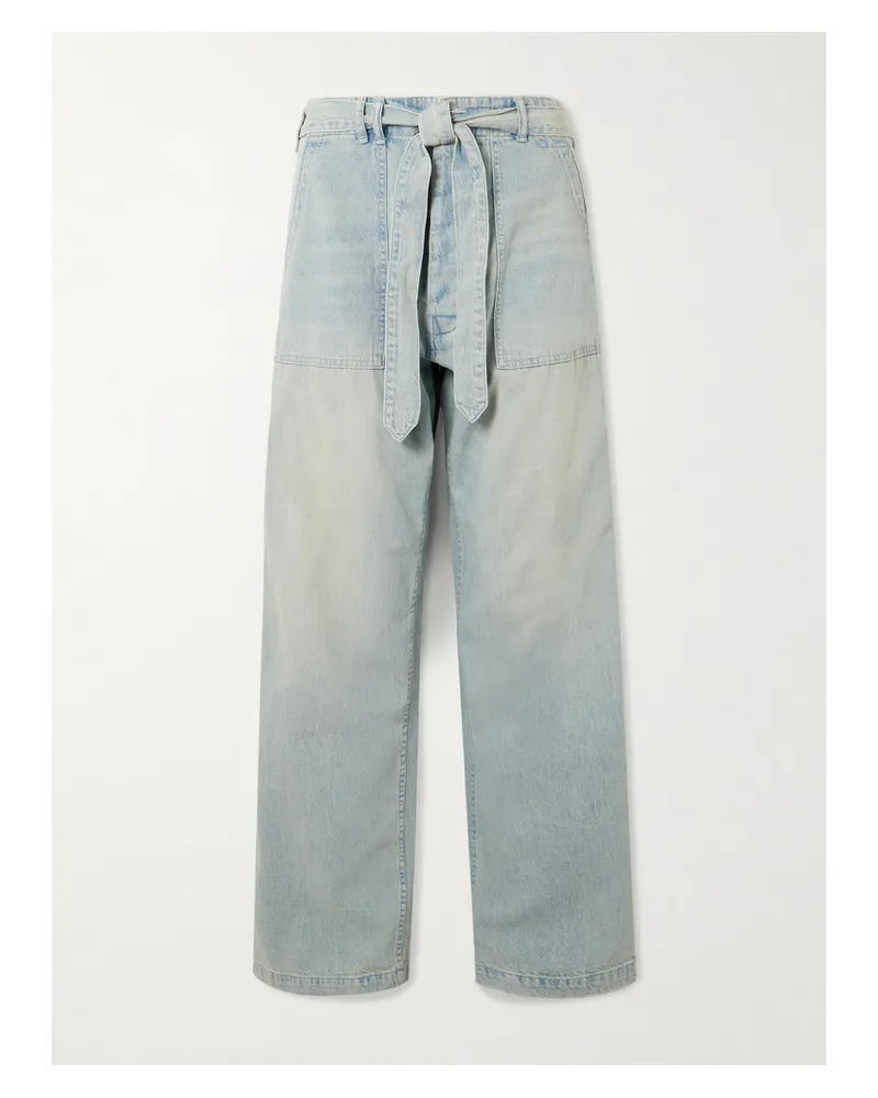 R13 Hoch Sitzende Jeans Mit Weitem Bein Und Bindegürtel - Blau Blau
