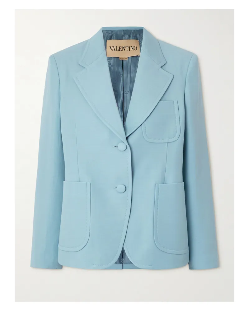 Valentino Garavani Blazer Aus Einer Woll-seidenmischung - Blau Blau