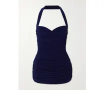 Bill Mio Ruched Halterneck Swimsuit - Blue