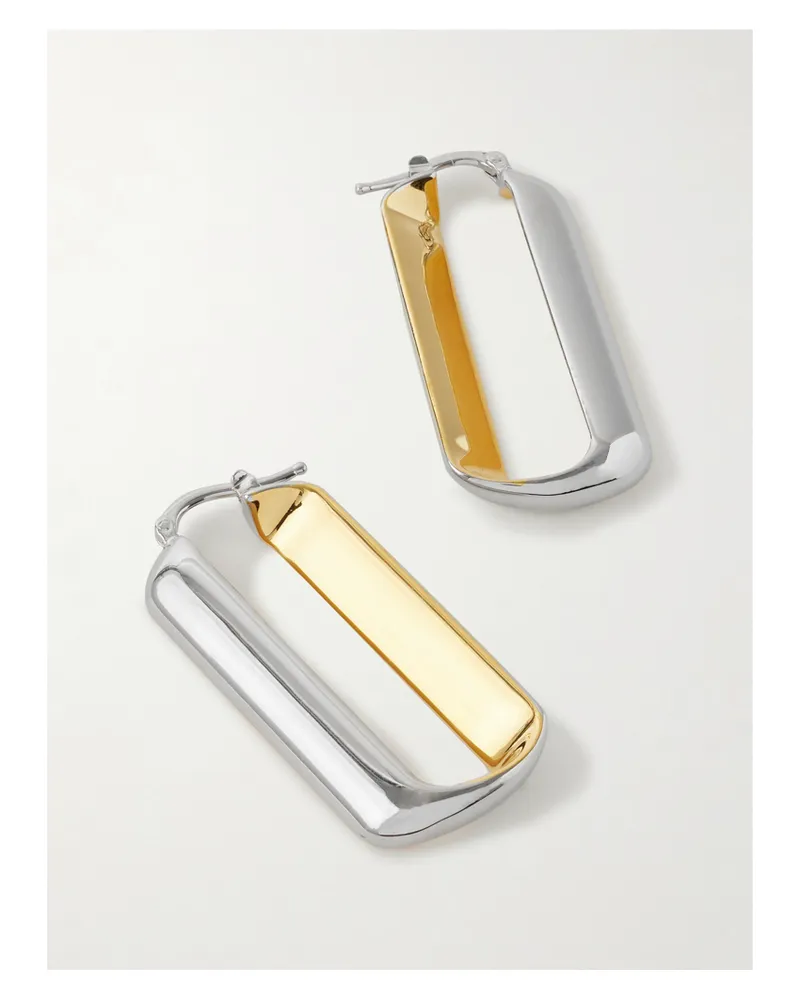 Jil Sander Gold- Und Silberfarbene Ohrringe Silber