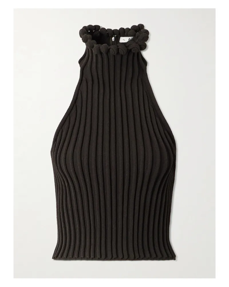 Alaïa Cropped Ribbed-knit Top - Gray Gray