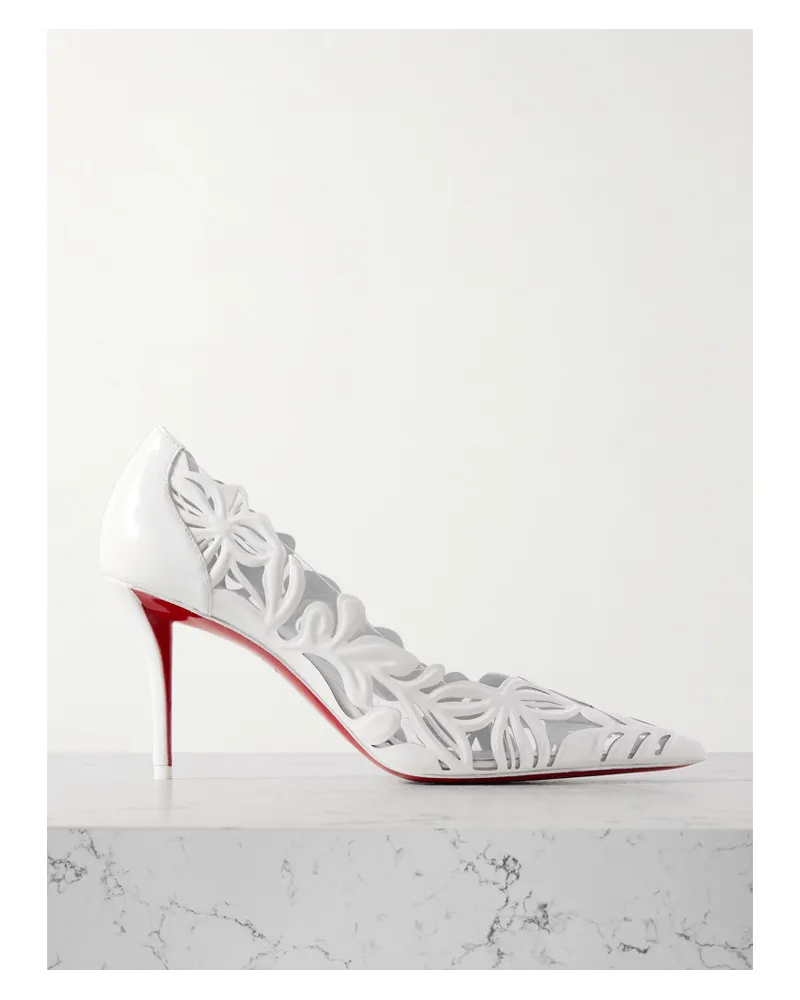 Christian Louboutin Apostropha Petunia 80 Pumps aus Leder und Pvc Weiß