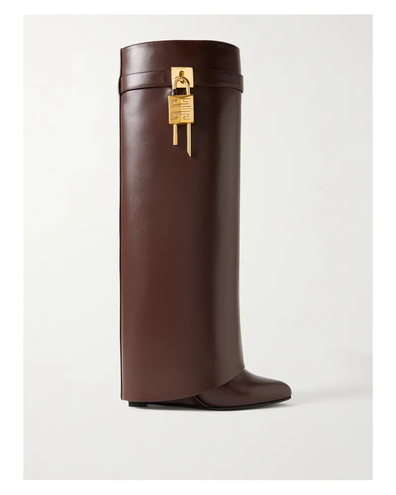 Givenchy Shark Lock Stiefel Aus Glanzleder Mit Verzierung - Braun Braun
