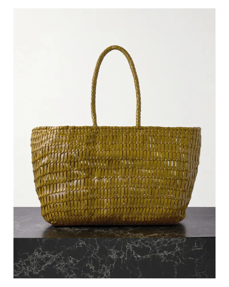 Dragon Diffusion Terrafino Woven Leather Tote - Green Green