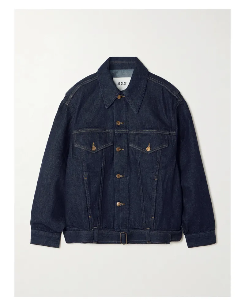 AGOLDE Merritt Belted Denim Jacket - Blue Blue