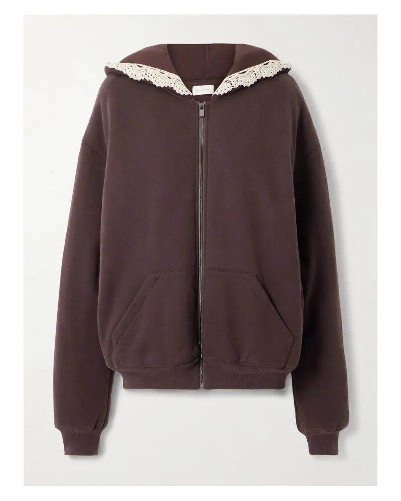 Magda Butrym Kapuzenjacke Aus Baumwoll-jersey Mit Besatz Aus Gehäkelter Spitze - Braun Braun