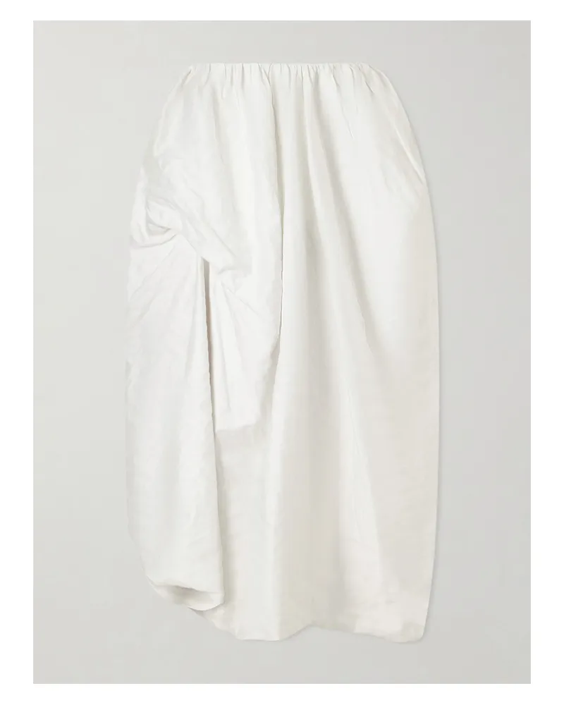 Erdem Draped Metallic Cotton-blend Midi Skirt - White White