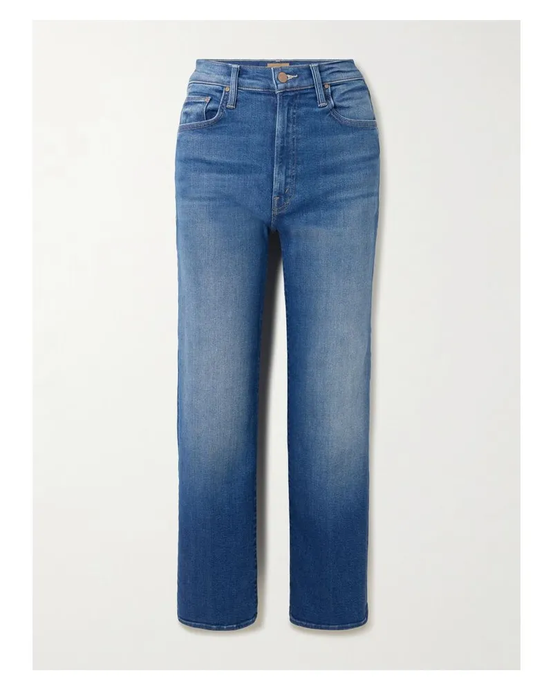 Mother The Rambler Zip Flood Halbhohe Jeans Mit Geradem Bein - Blau Blau