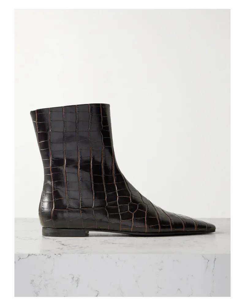 Totême Croc-effect Leather Chelsea Boots - Brown Brown