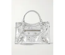 Le City Mini Metallic Leather Shoulder Bag - Silver