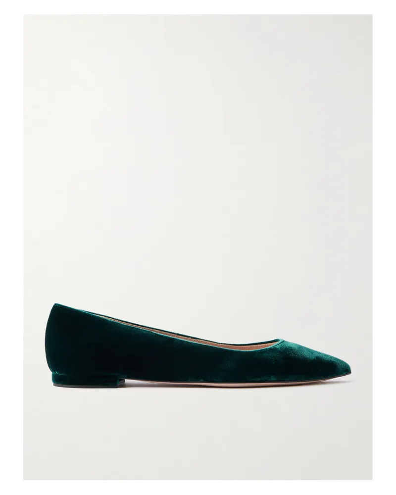 Gianvito Rossi Velvet Point-toe Flats - Green Green