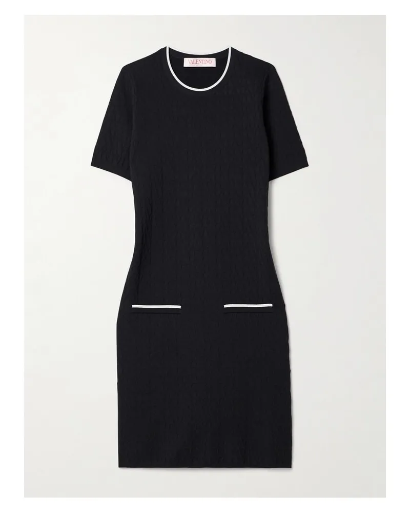 Valentino Garavani Minikleid Aus Jacquard-strick - Schwarz Schwarz
