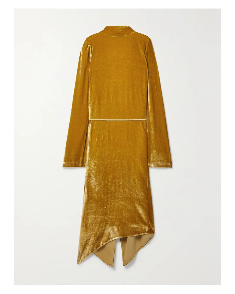 Petar Petrov Agento Midi-wickelkleid Aus Samt Mit Rückenausschnitt - Gelb Gelb