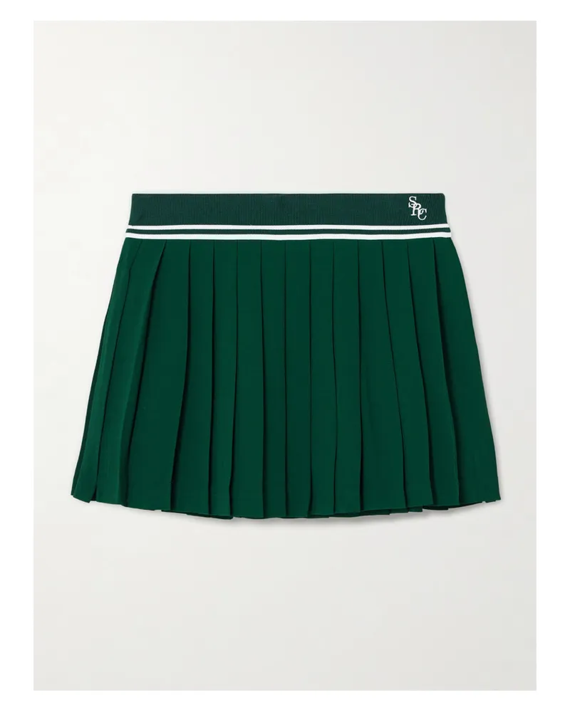 SPORTY & RICH Abigail Minirock Aus Crêpe De Chine Mit Stickerei Und Streifen - Grün Grün