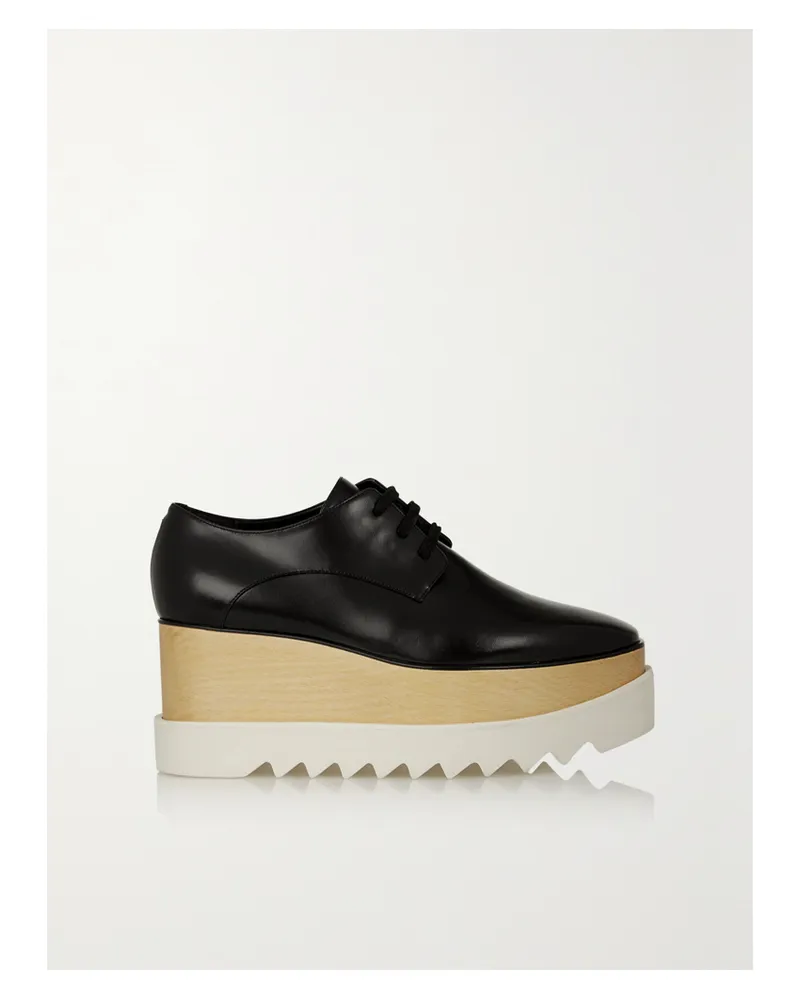 Stella McCartney Elyse Faux Glossed-leather Platform Brogues - Black Black