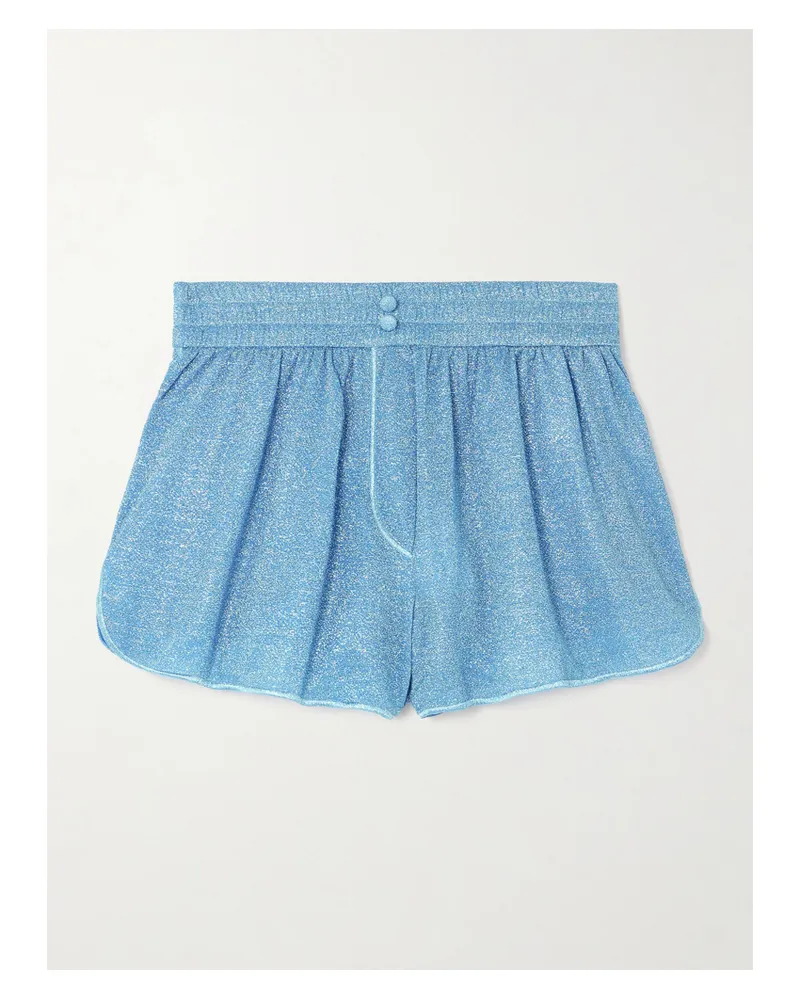 Oséree Lumière Shorts Aus Metallic-stretch-strick - Blau Blau