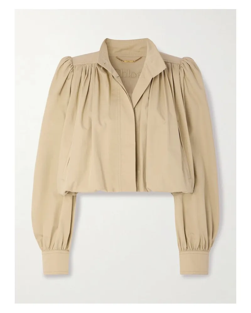 Chloé Jacke Aus Baumwoll-twill Mit Raffungen - Neutral Neutral